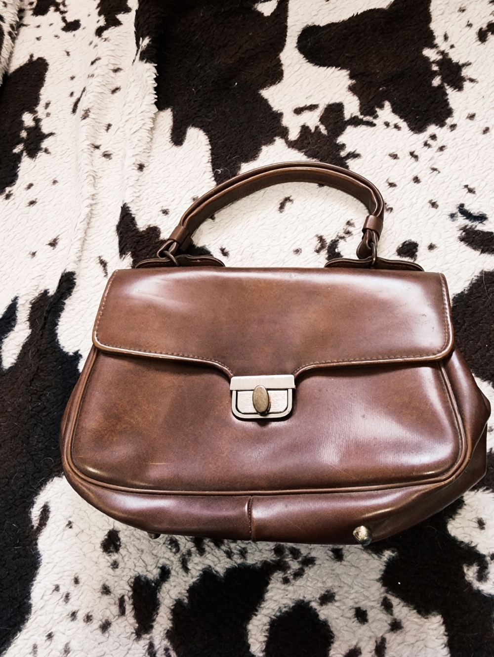 WOMEN'S 80'S/90'S GENUINE LEATHER SMALL SATCHEL - BROWN